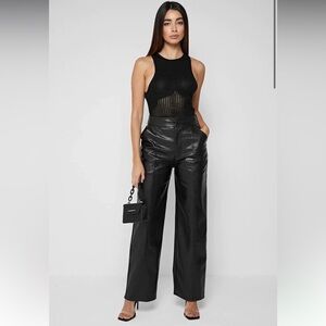 BLACK VEGAN CROC BROKEN HEART TROUSERS